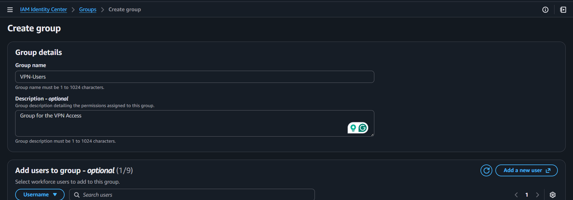 Create Group Details