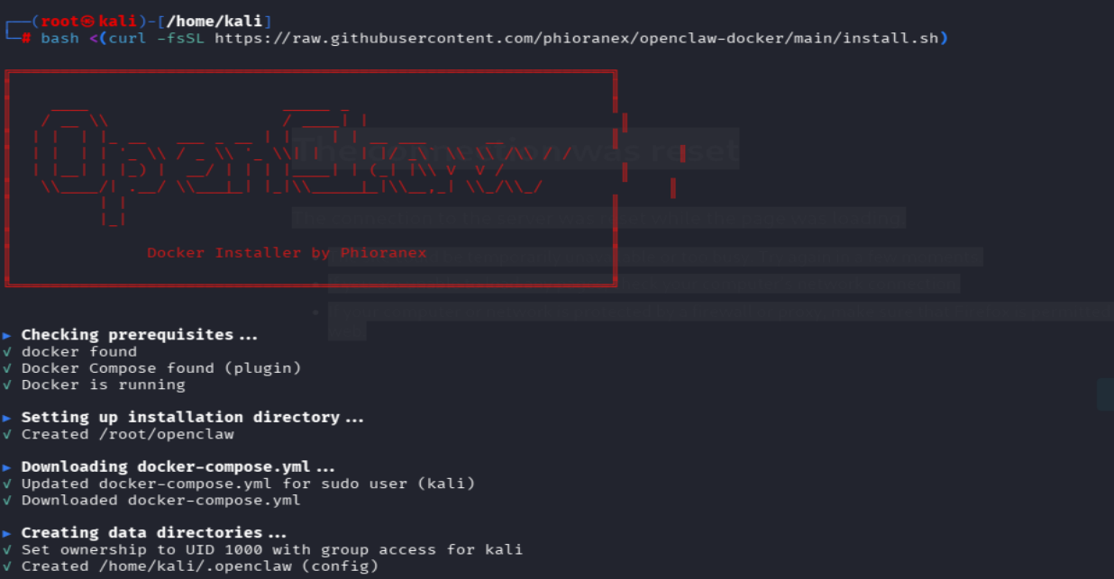 Running the install command