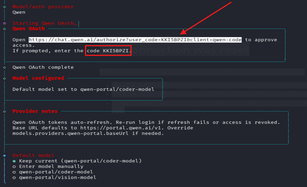 Model selection prompt