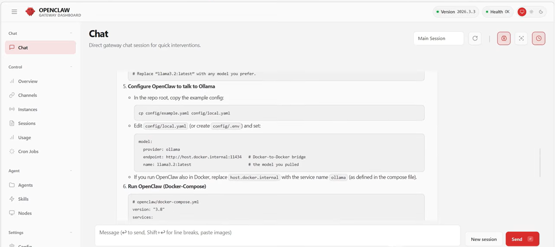 OpenClaw running on localhost